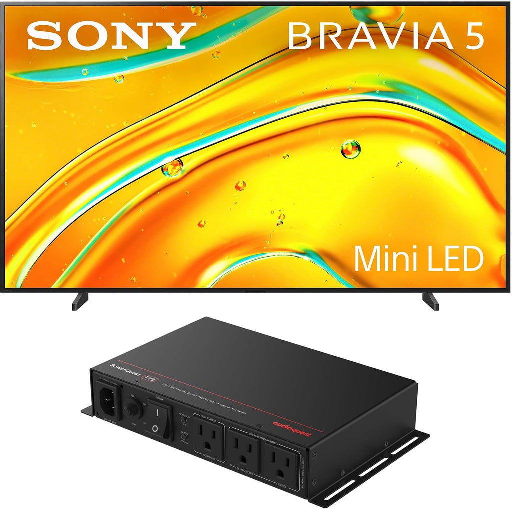 Sony K98XR50 98 Inch Bravia Mini LED 4K HDR TV with an AudioQuest PQTV3 3-Outlet Non-Sacrificial Surge Protector (2025)