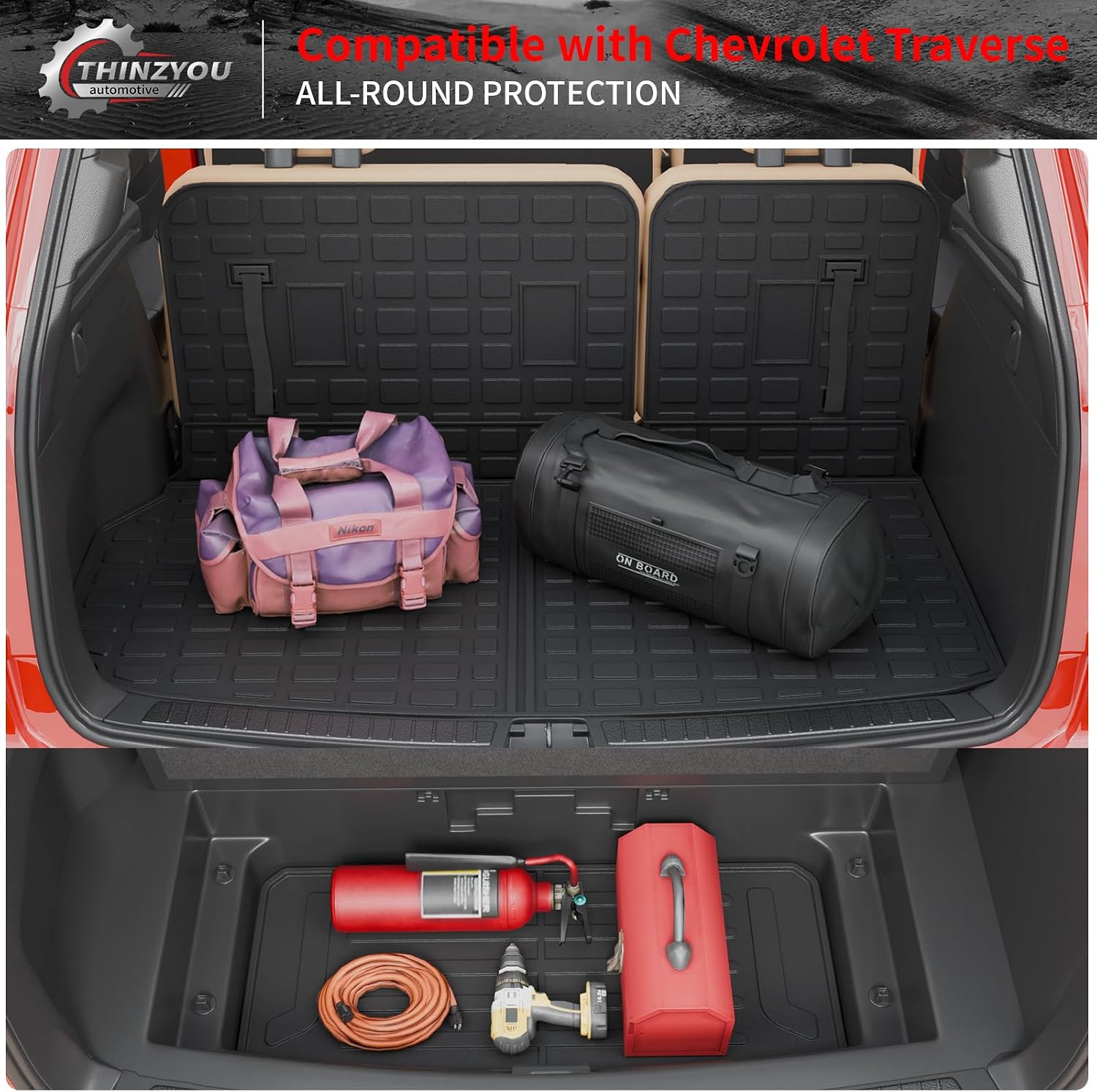 7 Seats Floor Mats Compatible with 2024 2025 2026 Chevrolet Traverse (NO Limited) Cargo Liner Cargo Mat Sub Trunk Mat Back Seat Cover Chevy Traverse Accessories (Floor Mats Full Set 10 PCS)