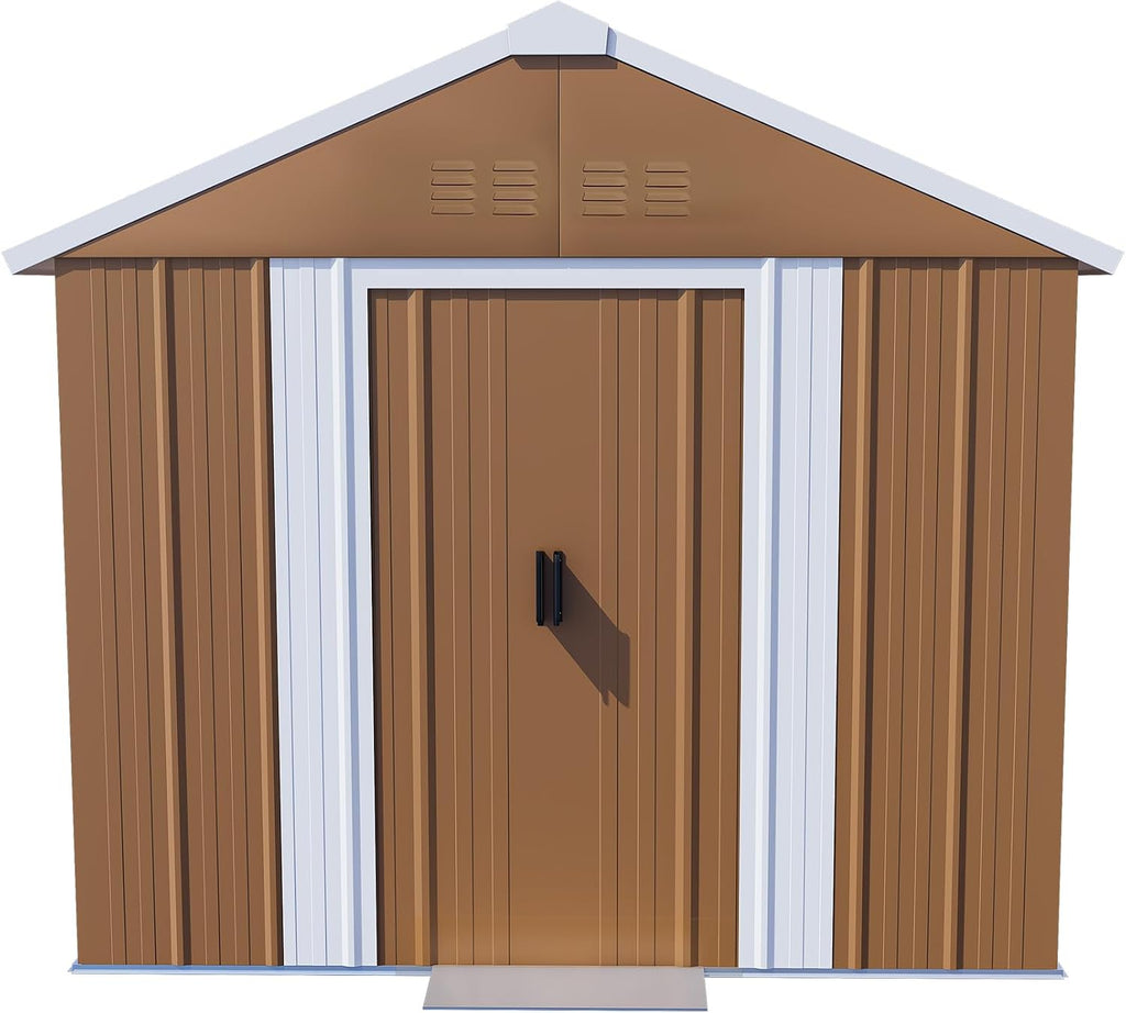 KEIKI 6X4 FT Heavy-Duty Outdoor Storage Shed, Metal Storage Shed with Windows, Lockable Door & Ventilation, Weatherproof Outdoor Garden Shed for Garden, Backyard, Patio, Lawn