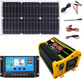 4000W 12V to 110V/220V Solar System Combination Inverter Solar Panel Kit Solar Generator Home Grid System 30A Controller + 18w12v Solar Panel