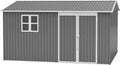 12x10 FT Metal Outdoor Storage Shed, Large Waterproof Garden Tool Shed with Lockable Doors, Steel Utility Shed for Backyard, Patio, Lawn & Garden, Grey