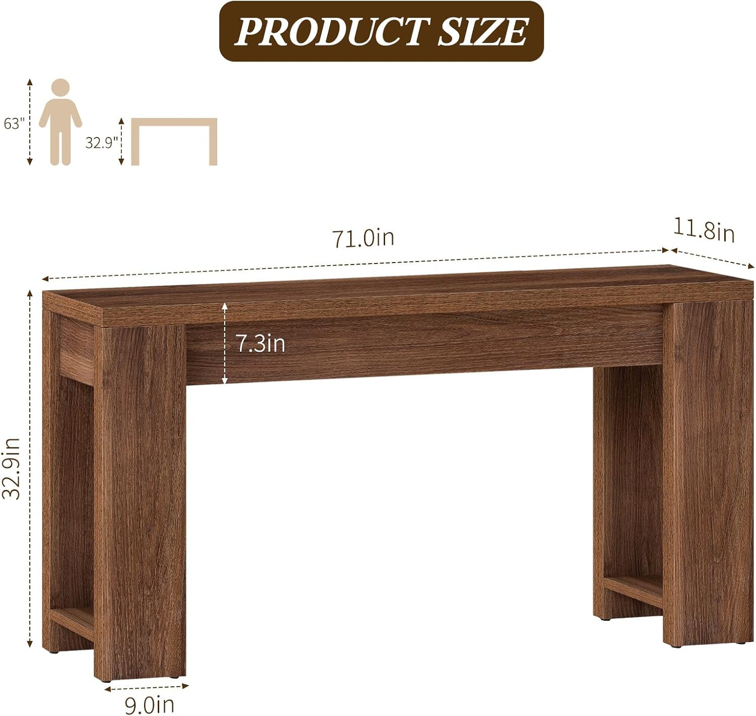 71' Extra Long Console Table, Wood Farmhouse Entryway Table, Plank and Beam Console Tables for Living Room, Entry, Entrance, Behind Couch, Hallway, Foyer, Narrow Sofa Tables for Front Doo