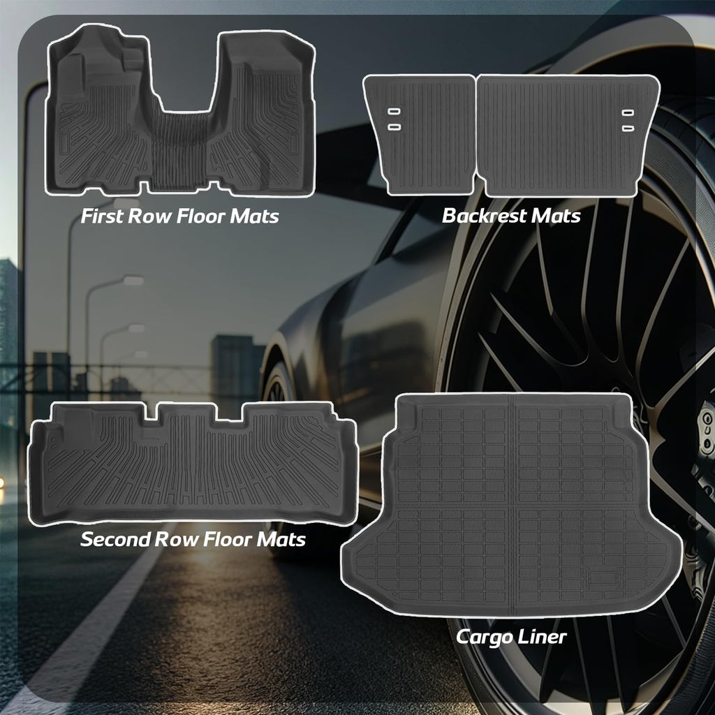 Floor Mats Compatible with Honda CRV 2001-2006 (Not Fit Manual transmissions),All Weather Protection Duarble TPE Cargo Liner with Backrest Mats Accessories Compatible with Honda CRV 2001-2006