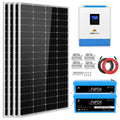 SUNGOLDPOWER Solar kit 3000W Solar inverter DC 24V to AC 120V, with 2pcs 24V 100Ah LifePO4 battery, 4x200W solar panels,Mount Z-Brackets and PV cable,for Household,Tiny house,Off grid system SGKT-3PRO