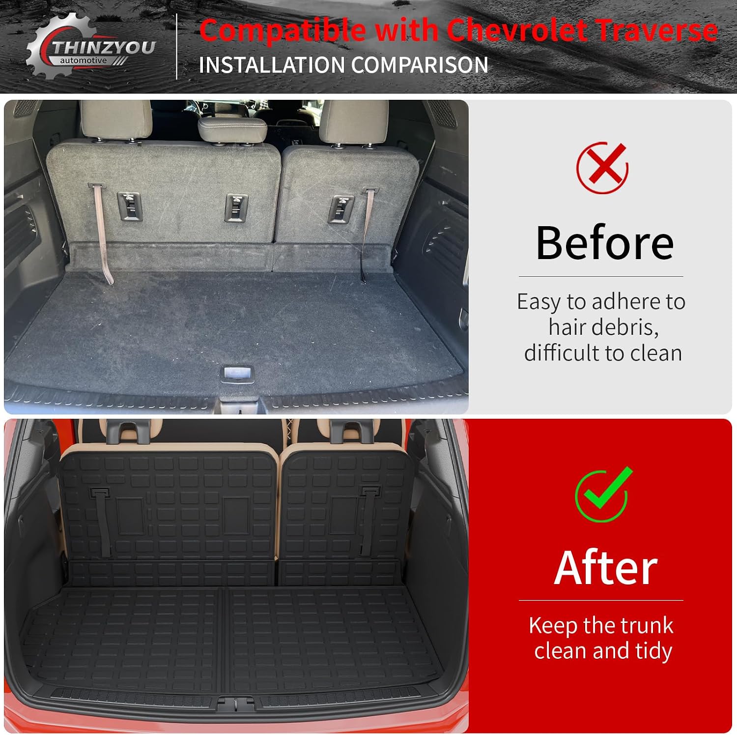 7 Seats Floor Mats Compatible with 2024 2025 2026 Chevrolet Traverse (NO Limited) Cargo Liner Cargo Mat Sub Trunk Mat Back Seat Cover Chevy Traverse Accessories (Floor Mats Full Set 10 PCS)