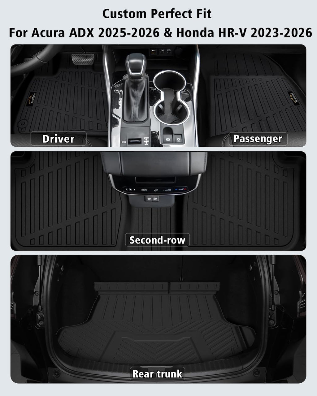 Floor Mats & Cargo Liner Custom Fit for Acura ADX 2025 All Weather TPE Rubber 1st & 2nd Floor Liners Automotive Trunk Mat for Acura ADX 2025 Accessories, Black