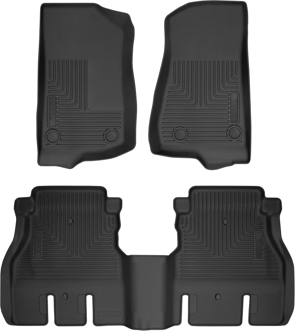 Husky Liners Weatherbeater Floor Mats | Fits 2018-2026 Jeep Wrangler(JL), Unlimited, 4-Door | Front & 2nd Row, 3-pc - 93921