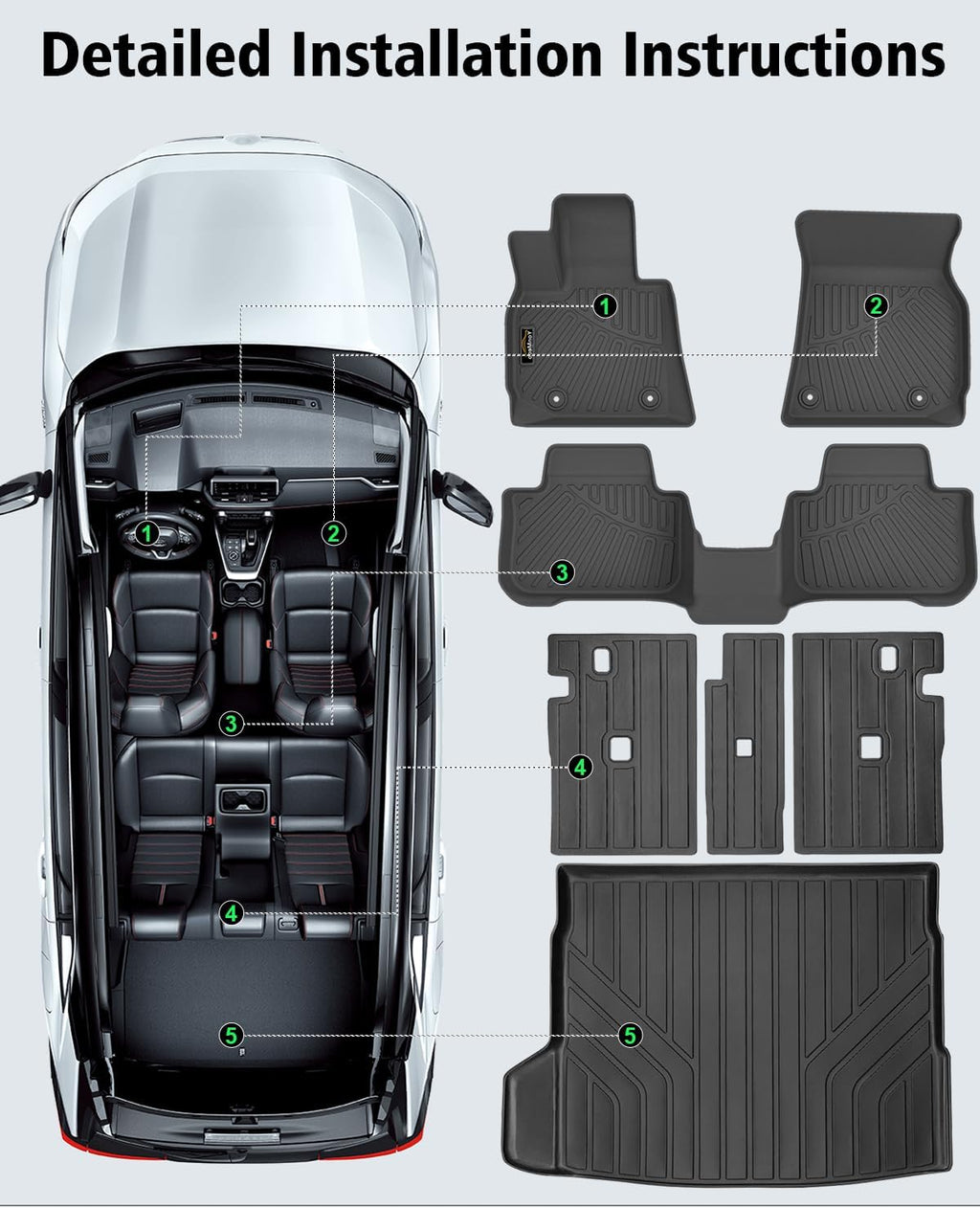 Floor Mats Custom Fit for BMW X3 2025 2026 M50/30 xDrive Trunk Mat with Backrest Mat All Weather TPE Rubber Cargo Liner Anti-Slip Full Set for BMW X3 Accessories (Trunk Mat+Backrest Mats+Floor Mats)