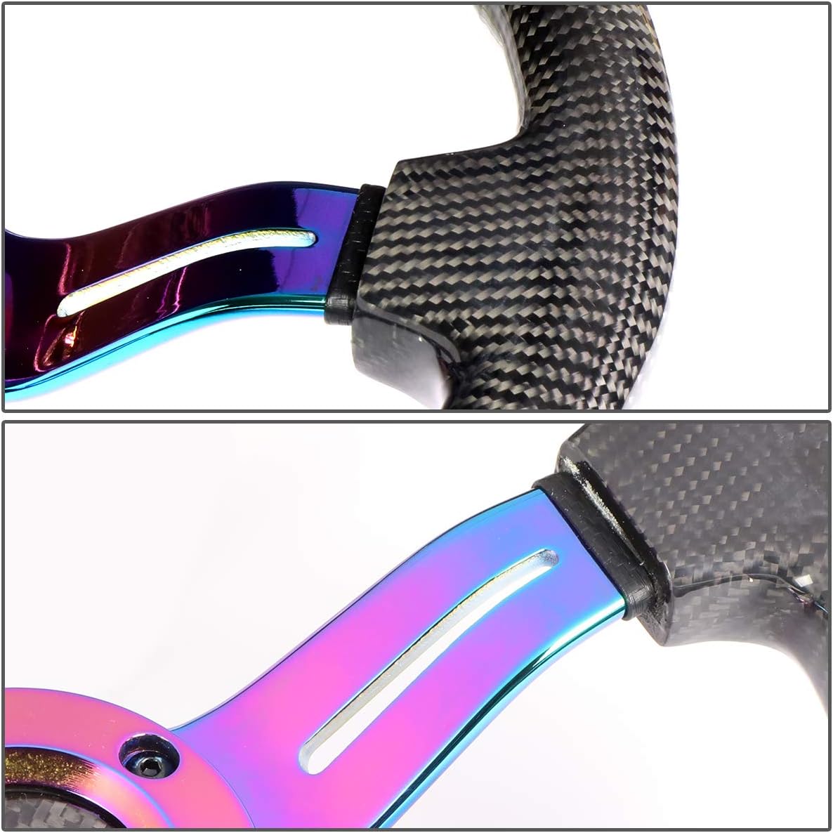 NRG Innovations NRG-ST-010MC-CF Carbon Fiber Steering Wheel 350mm 1.5' Deep Dish with Neochrome Center Spoke