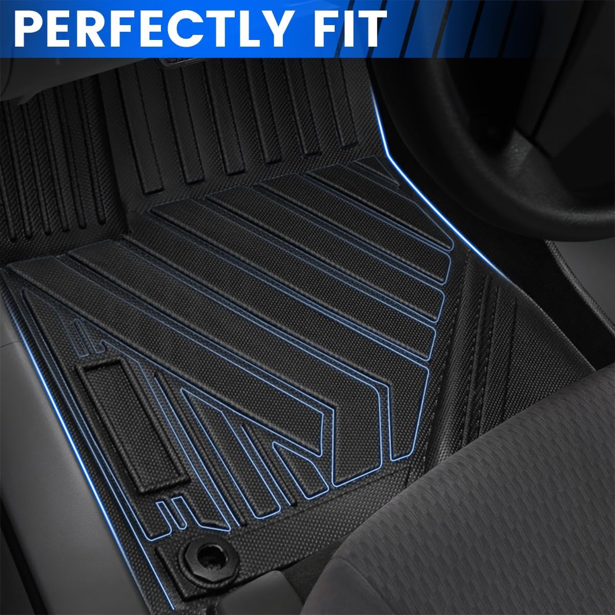 Compatible for 2014-2019 Toyota Highlander Floor Mats & Seat Back Cover & Cargo Liner 7 Passenger Model All-Weather TPE Floor Mats Compatible with Toyota Highlander Accessories (Full Set)