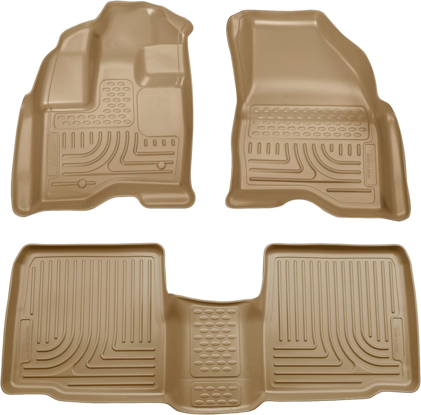 Husky Liners Weatherbeater Floor Mats | Fits 2010-2019 Ford Taurus | Front & 2nd Row, 3-pc Tan - 98703