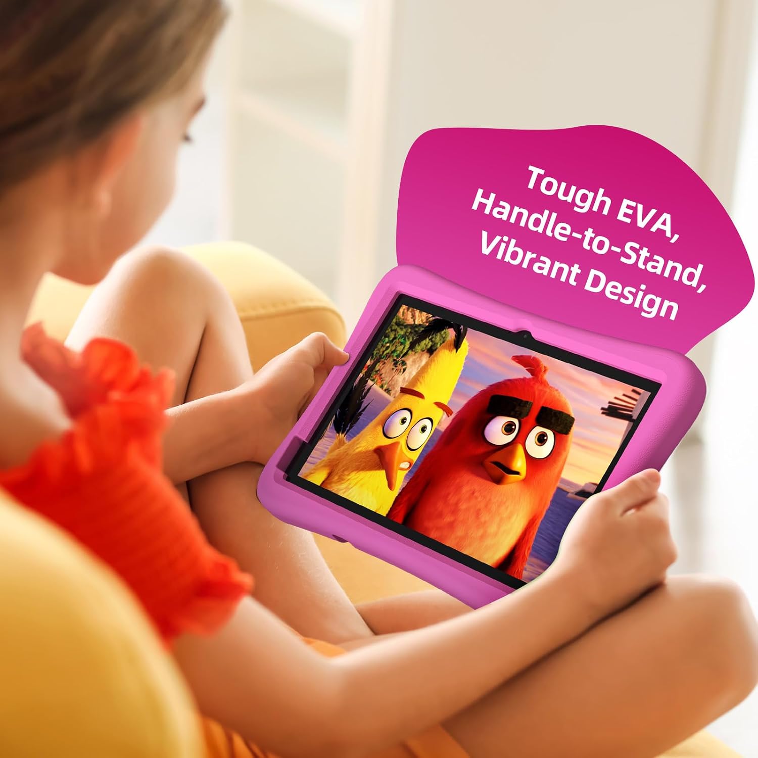 plimpton Kids Tablet 10 Inch - Upgraded Android 15 Tablet for Kids with Case Included, Octa-Core, Google Kids Space, Parental Control, 4GB+64GB, WiFi, BT5.3, YouTube, Great Gift for Toddler (Pink)