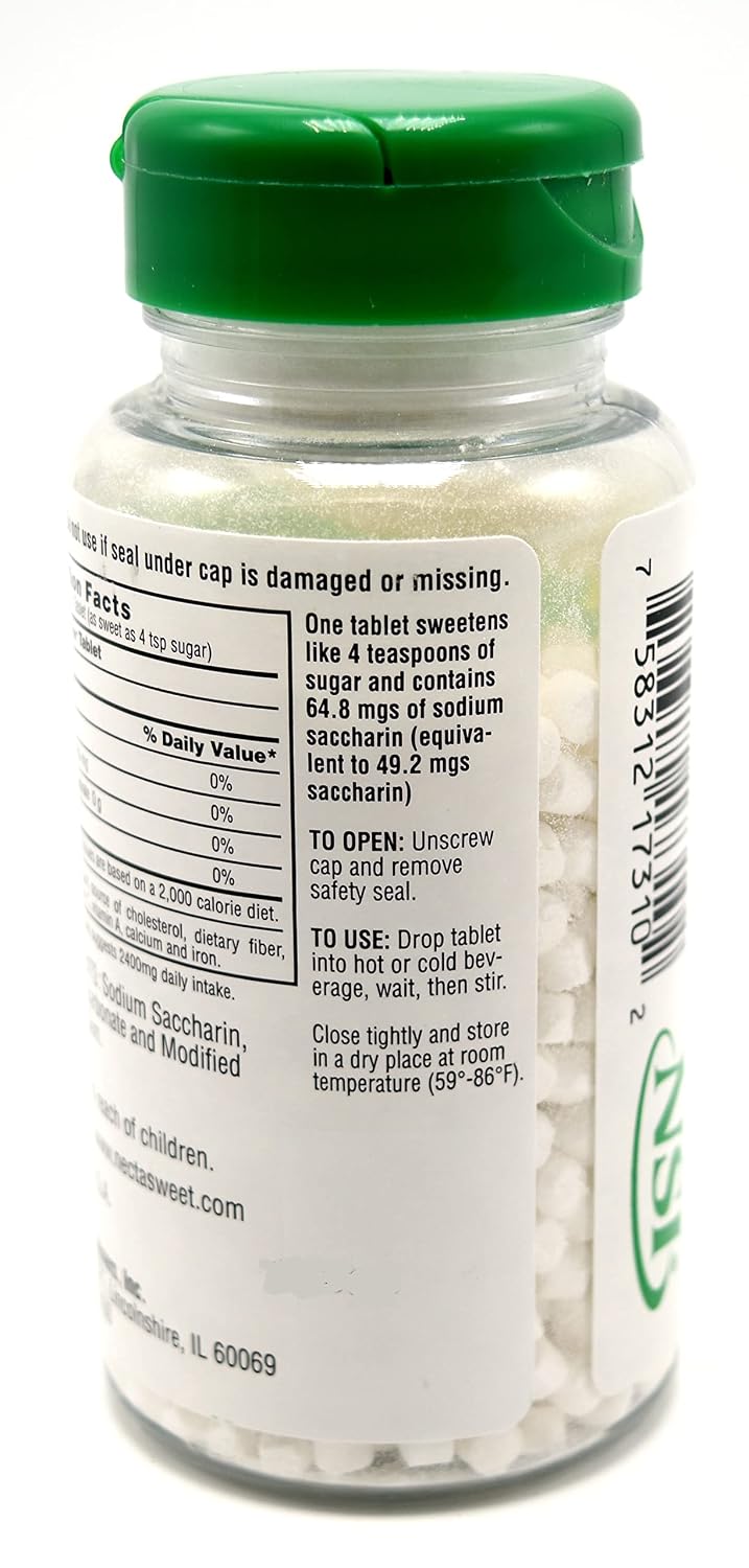 Necta Sweet Saccharin Tablets, 1 Grain, 1000 Tablet Bottle (Pack of 12)