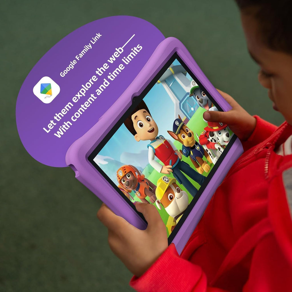 plimpton Kids Tablet 10 Inch - Upgraded Android 15 Tablet for Kids with Case Included, Octa-Core, Google Kids Space, Parental Control, 4GB+64GB, WiFi, BT5.3, YouTube, Great Gift for Toddler (Purple)