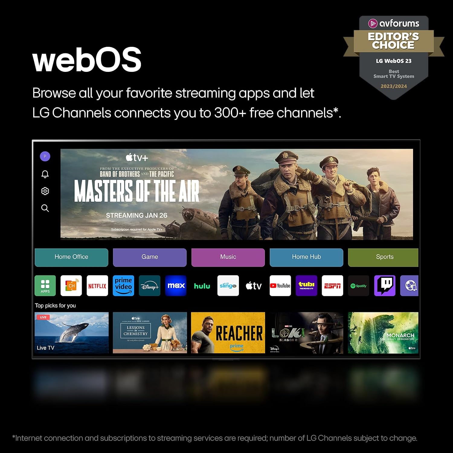 LG 48-Inch Class OLED evo C4 Series Smart TV 4K Processor Flat Screen with Magic Remote AI-Powered with Alexa Built-in (OLED48C4PUA, 2024), 3.1.1 ch. Sound Bar with Dolby Atmos