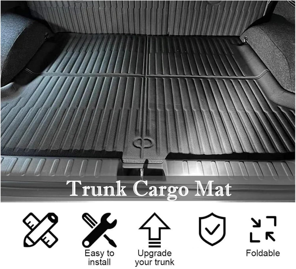 All Weather XPE Floor Mat Cargo Liner Compatible with Hyundai Ioniq 5 2021-2024 Cargo Liner Rear Cargo Tray Trunk Back Seat Cover LHD(Red 7 Wire Right,Slide)