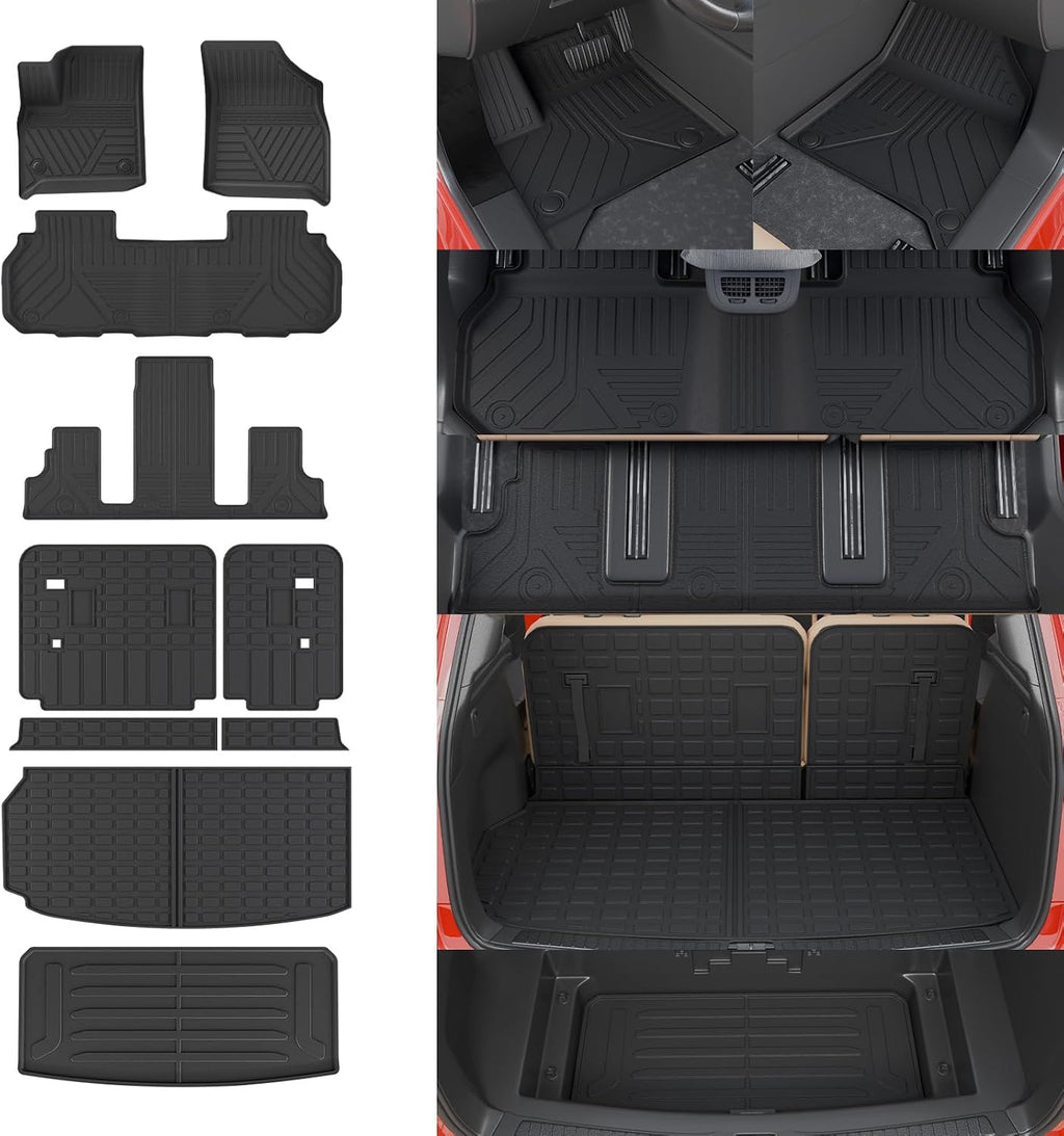 7 Seats Floor Mats Compatible with 2024 2025 2026 Chevrolet Traverse (NO Limited) Cargo Liner Cargo Mat Sub Trunk Mat Back Seat Cover Chevy Traverse Accessories (Floor Mats Full Set 10 PCS)