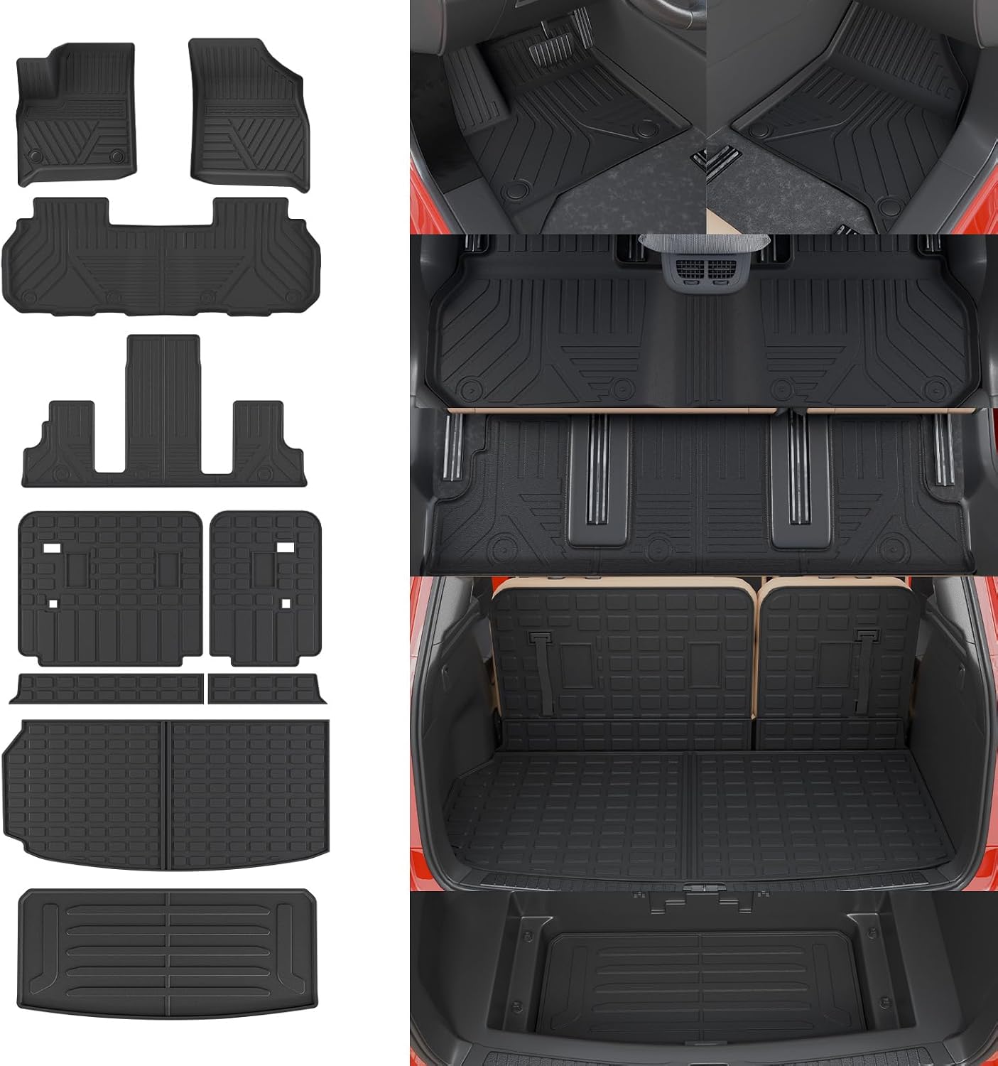 7 Seats Floor Mats Compatible with 2024 2025 2026 Chevrolet Traverse (NO Limited) Cargo Liner Cargo Mat Sub Trunk Mat Back Seat Cover Chevy Traverse Accessories (Floor Mats Full Set 10 PCS)