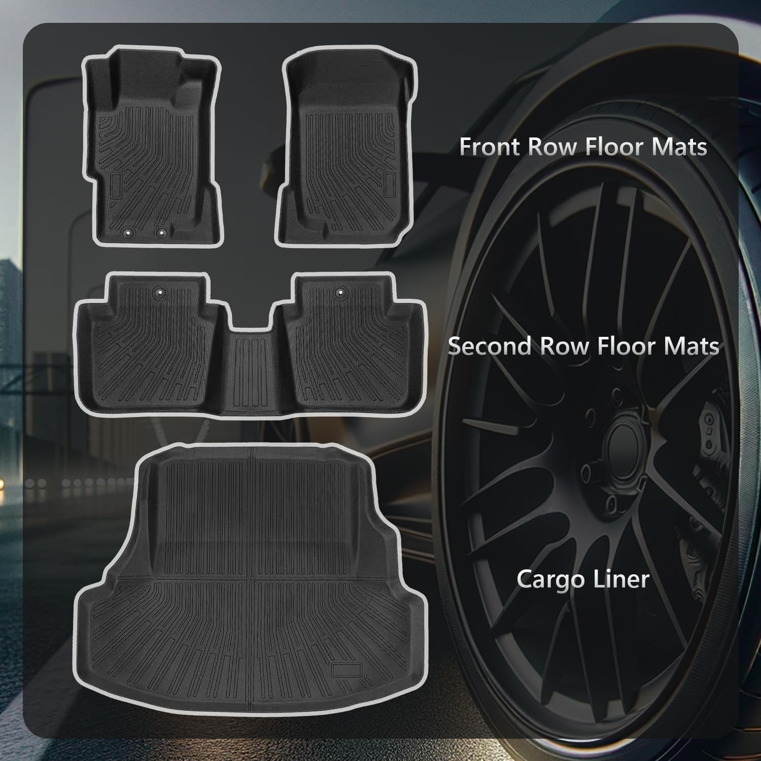 Floor Mats Compatible with Honda Accord 2003-2007(Only Sedan),All Weather Protection Duarble TPE Cargo Liner Accessories Compatible with Honda Accord 2003-2007(Only Sedan)
