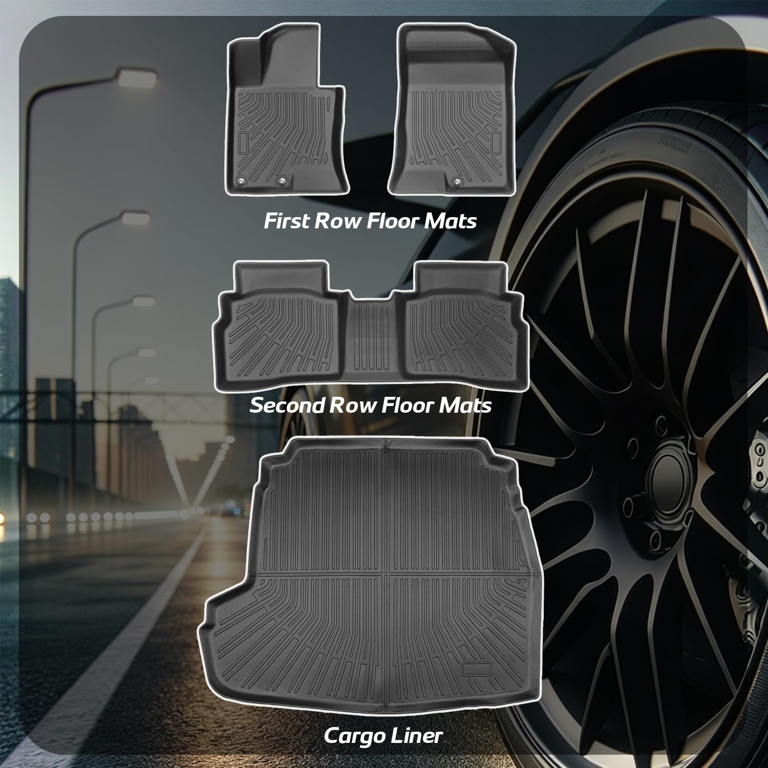 Floor Mats Compatible with Hyundai Sonata 2011-2014,All Weather Protection Duarble TPE Cargo Liner Accessories Compatible with Hyundai Sonata 2011 2012 2013 2014