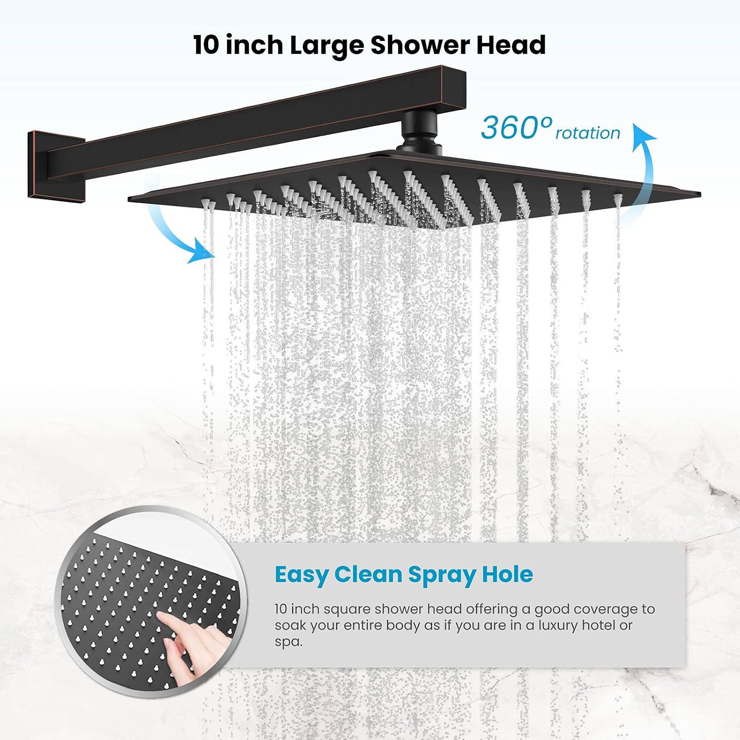 gotonovo Rainfall Bathroom Shower System Rain Shower Head and Handle Set Wall Mounted Shower Complete Combo Solid Brass Pressure Balancing Shower Mixer Valve 10 Inch Oil Rubbed Bronze