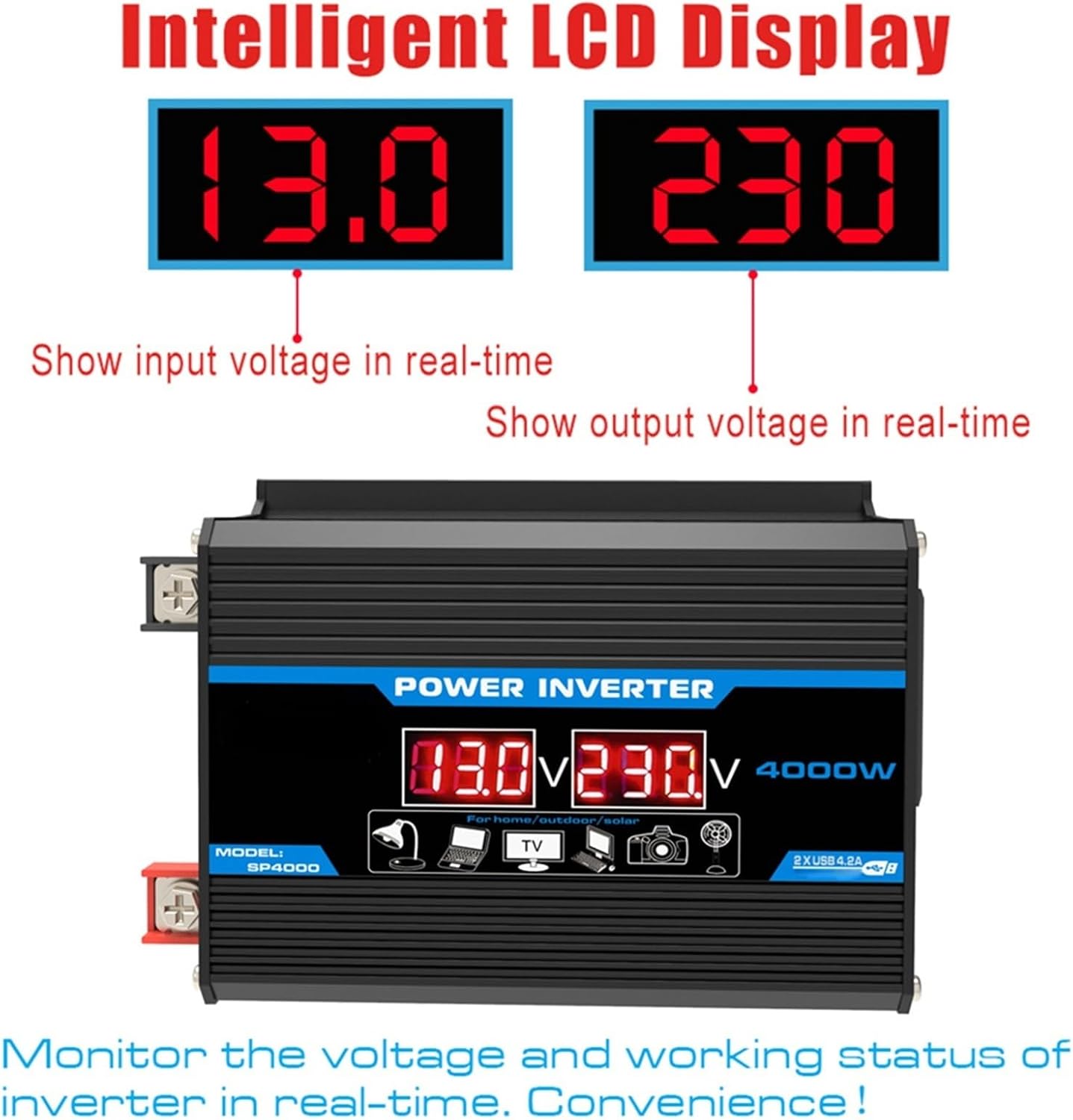 4000W 12V to 110V/220V Inverter Controller Solar Panel Kit 30A Controller + 18w12v Solar Panel Solar System Combo Solar Generator Home Grid System(Black,12V-110V)