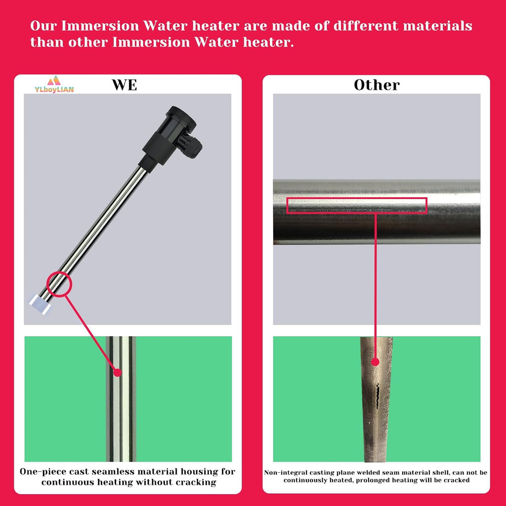 1500W Immersion Pool & Hot Tub Water Heater Portable Electric Submersible Heater with Temp Control & GFCI for pond, Inflatable Pool, Above-Ground Pool, Bathtub, baptismal pool and baptistry