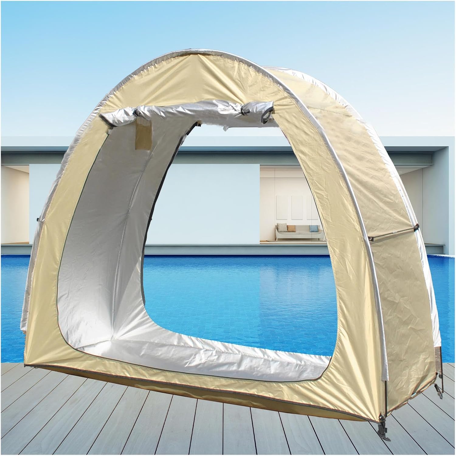2 PCS Bike Tent Outdoor Storage Waterproof Can Be Spliced Bike Tent Outdoor Storage Waterproof for 2/3/4/5 Bikes Plastic Sheds,Yellow