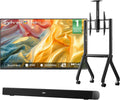SYLVOX Outdoor TV with Rolling Stand & Soundbar, 43' Full Sun TV 2000 Nits, Ultra-Narrow Bezel, 4K Smart Television, IP56 Waterproof, Dual Speakers, for Poolside, Yard, Business (Frameless Pro Series)