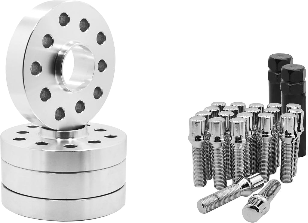 4 Pc 5x112 MM Hub Centric 30 MM Wheel Spacers 66.6 Wheel Bore + Chrome M14x1.5 Conical Spline Tuner Bolts Aftermarket Wheels Works with Audi 2009 + A4 A5 A6 A7 A8 S4 S5 S6 S7 + More