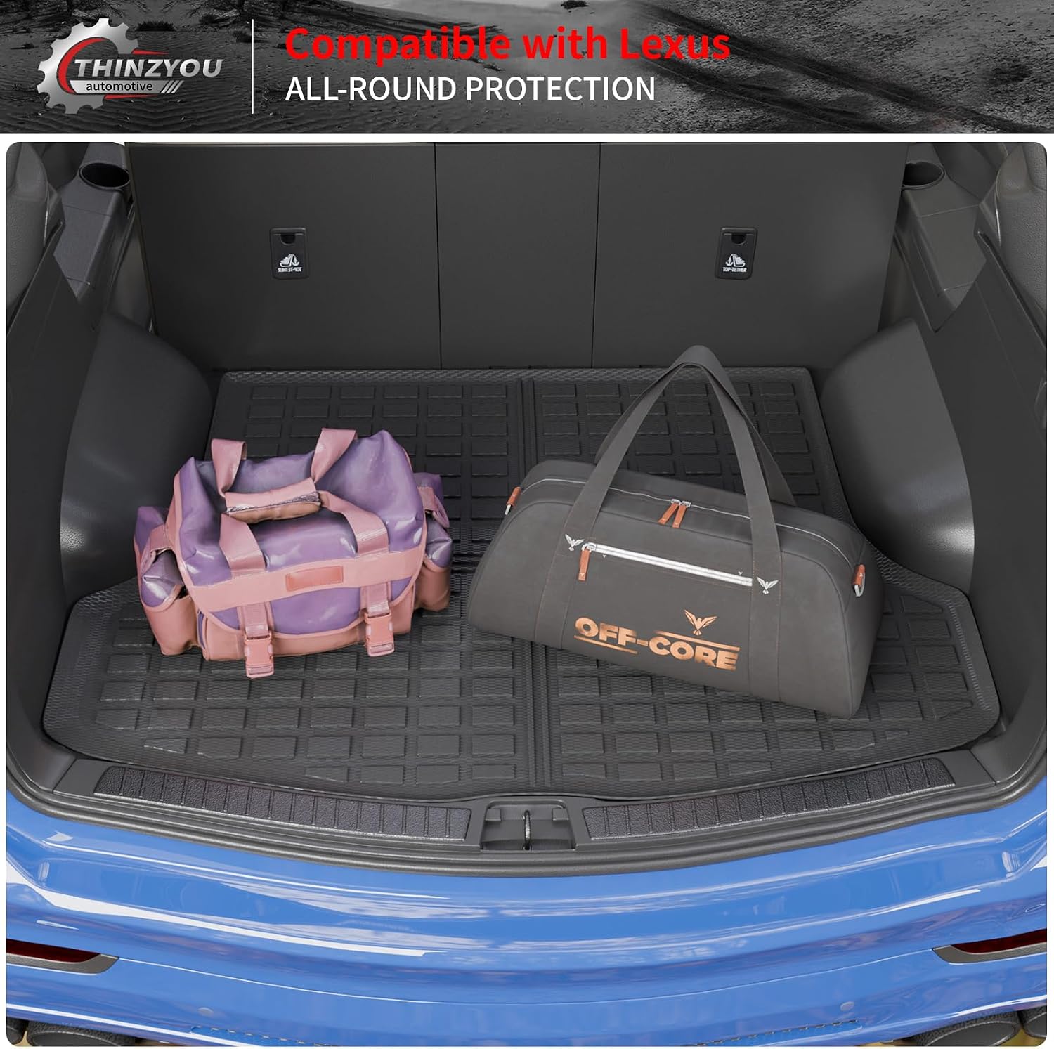 Floor Mats Compatible with 2023 2024 2025 2026 Lexus RX350 RX350H RX500H Trunk Mat Cargo Liner TPE Back Seat Cover All Weather RX350 RX350H RX500H Accessories (Trunk Mat+Floor Mats)