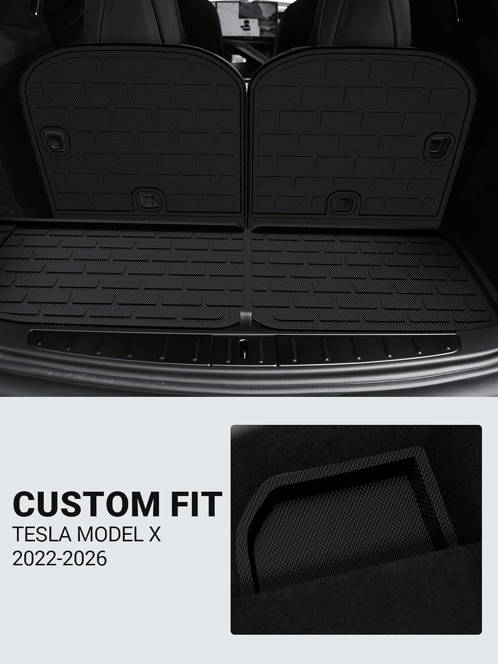 BASENOR 10PCS Tesla Model X Floor Mats 7-Seater All Weather Cargo Liner Mat XPE Car Mats Anti-Slip Trunk Mat Back Seat Cover [Proprietary Design] Model X Plaid Accessories 2022-2026