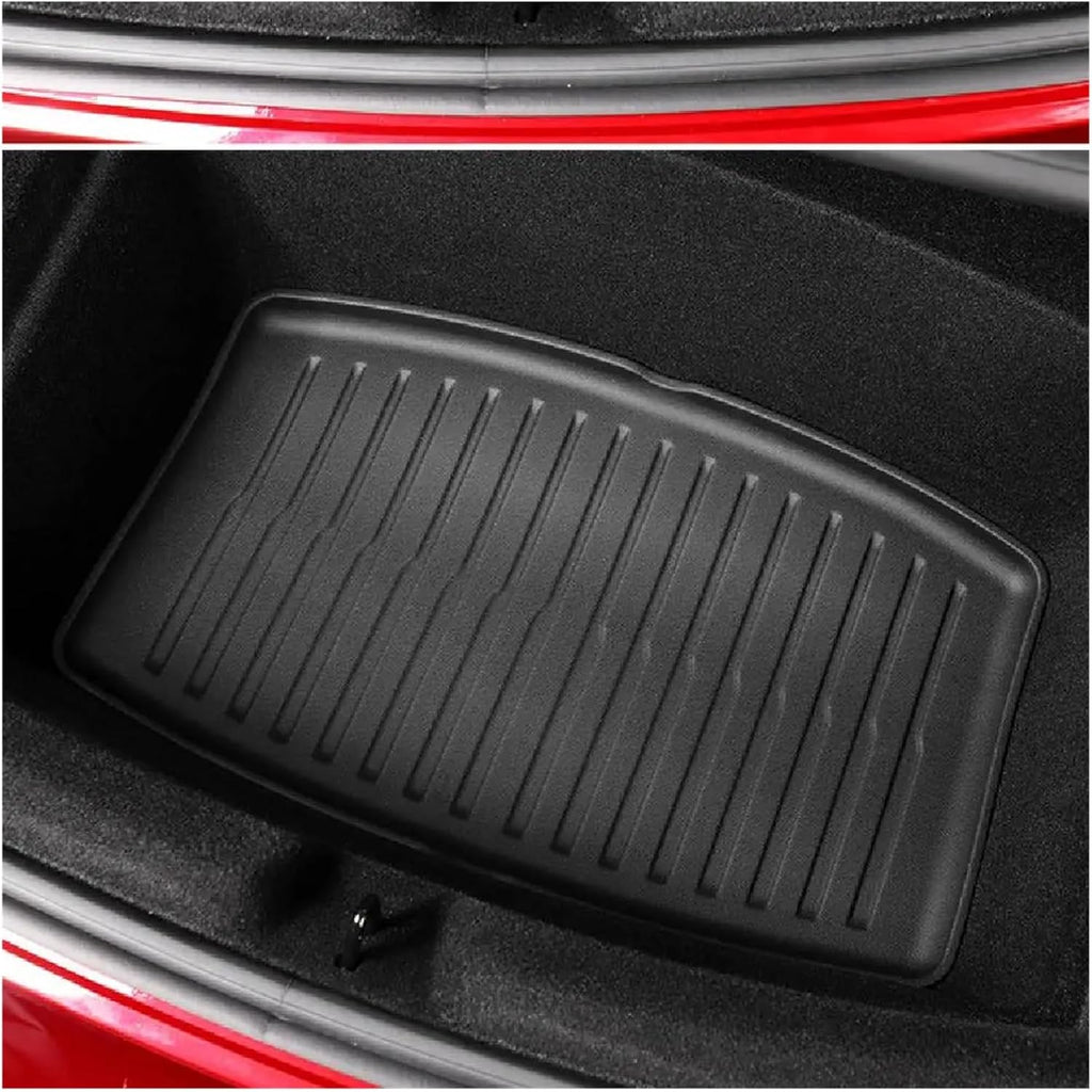 TPE Floor Mats Compatible with Tesla Model 3 2024 2025Highland All Weather Front Rear Cargo Liner Mat, Waterproof Anti-Slip Mats Accessories(Trunk Mats 2PCS)
