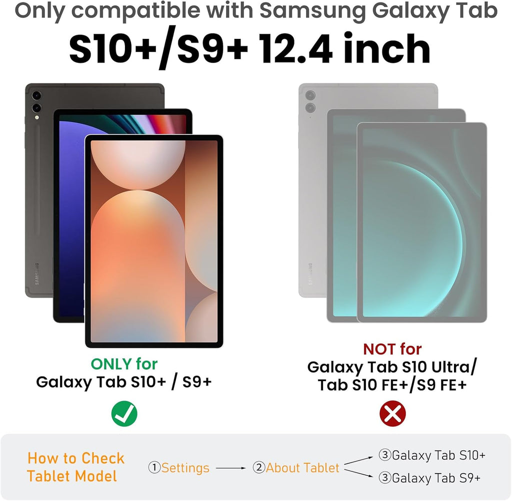 Nillkin Carry Go for Samsung Galaxy Tab S10 Plus Detachable Keyboard Case with 7 Backlit, Kickstand, Trackpad, S Pen Holder,S10+ S9+ Plus Tablet Keyboard 12.4''