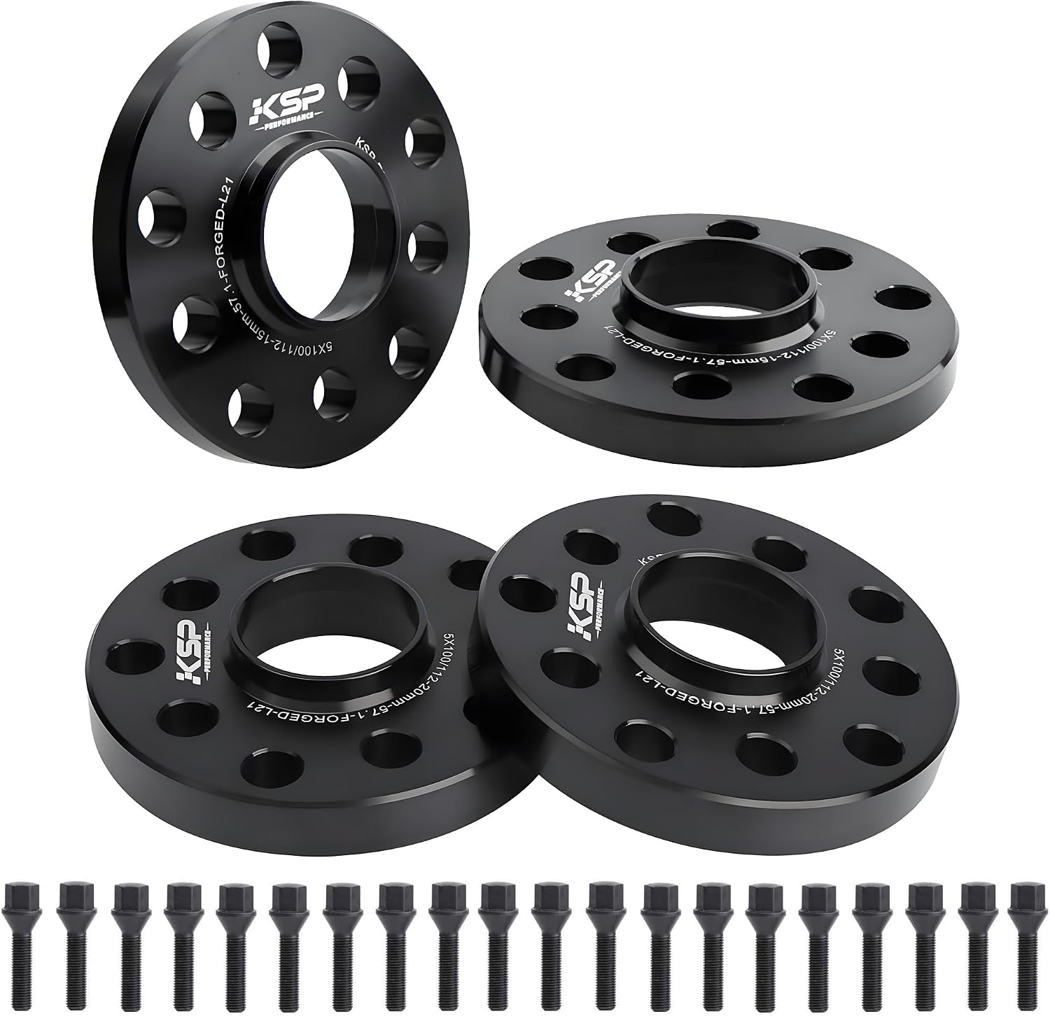 KSP 15mm&20mm 100 to 5x100 Wheel Spacers Compatible with Audi A3 A4 A6 A8 S4 S6 S8 Quattro TT, Thread Pitch M14x1.5 Hub Bore 57.1mm with Sphere Seat Lug Bolts Fit for 5X112 Golf Jetta Beetle EOS
