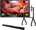 SYLVOX Outdoor TV with Rolling Stand & Soundbar, 43 inch 2000 Nit Full Sun Smart TVs, Sunlight Readable, IP56 Waterproof, 4K TV for Outdoor Households or Commercial Places