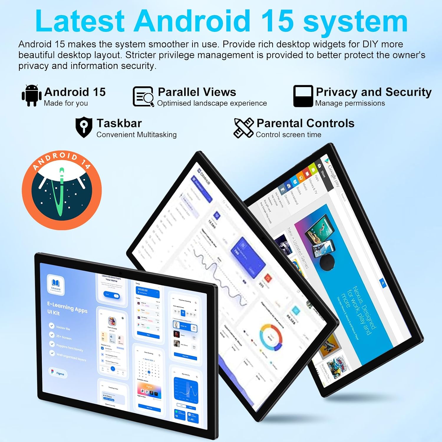 2025 Android 15 Tablet, 10 Inch Octa-Core Tablets 22GB+128GB+1TB Expand, 2-in-1 Electronic Tablet with Keyboard Mouse, 8000mAh Battery, HD IPS Display, GPS,Widevine L1, Split Screen, Metal Body -Blue