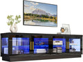 Hlivelood 71IN LED TV Stand for 85/80/75inch TV,High Glossy Modern Black TV Stands for Living Room,Gaming Entertainment Center with Storage Cabinet,RGB LED(Black)