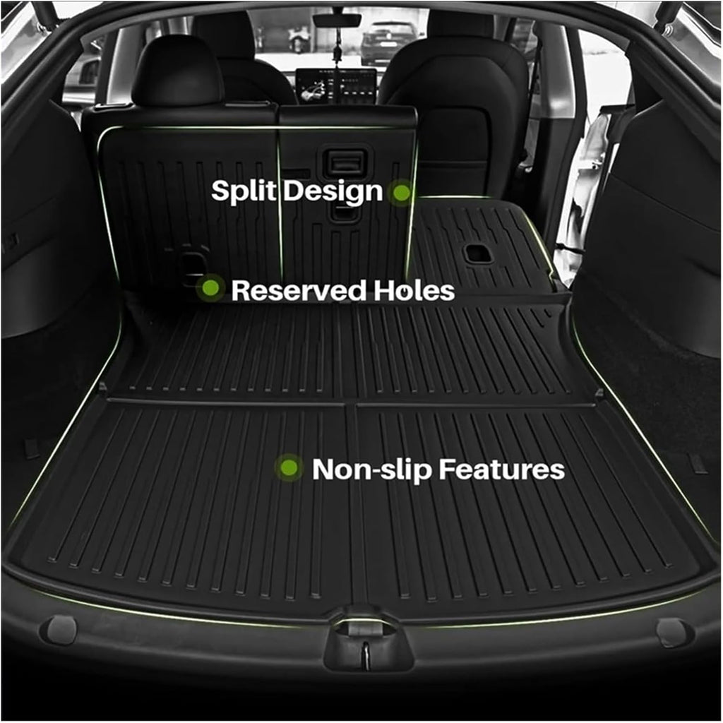 TPE Floor Mats Cargo Liner All Weather Trunk Mats Floor Liner Backrest Mats Compatible with Tesla Model Y Launch 2025 Juniper 2025(Red)