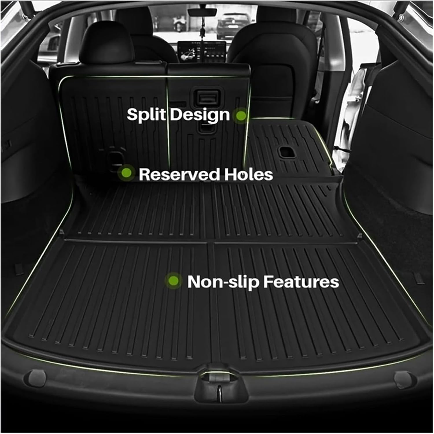 TPE Floor Mats Cargo Liner All Weather Trunk Mats Floor Liner Backrest Mats Compatible with Tesla Model Y Launch 2025 Juniper 2025(Red)
