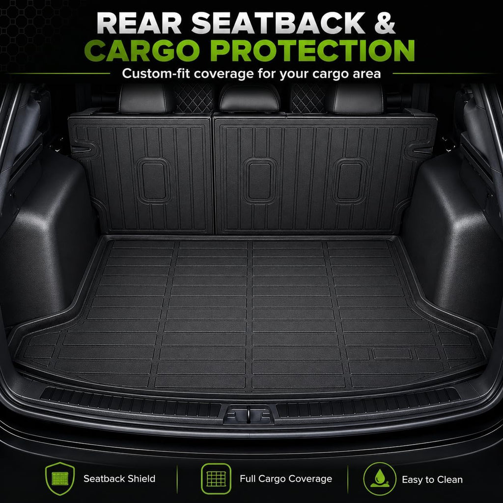 Floor Mats & Cargo Liners & Backrest Mat for 2025-2026 Chevy Equinox(Only Gas), Custom Fit, All Weather Protection TPE Car Floor Mats(6 Pieces)