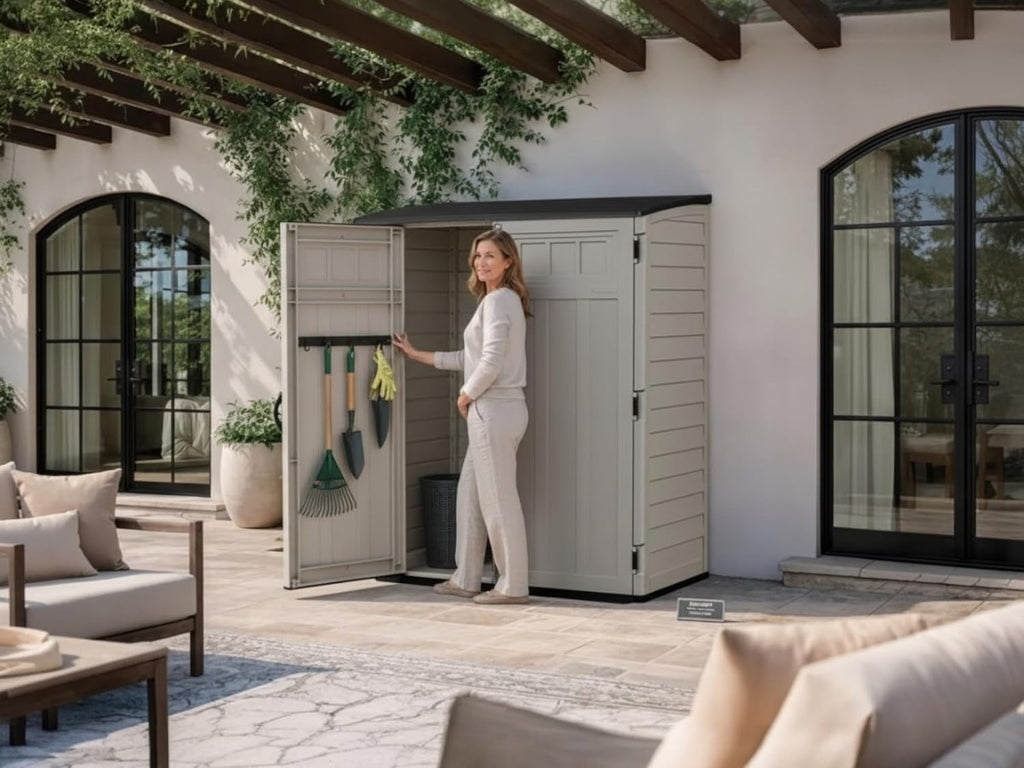 Outdoor Storage Shed, Extra Large Vertical, 6' x 4' (Beige)