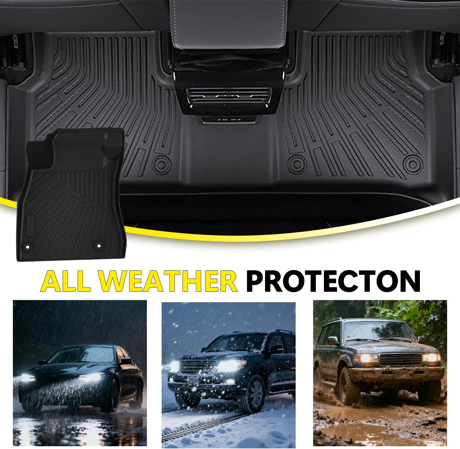 Floor Mats Compatible with Kia Telluride 2027(Only Gas 7/8 Seats),All Weather Protection Duarble TPE Cargo Liner with Backrest Mats, Door Sill Guards Accessories Compatible with Telluride 2027