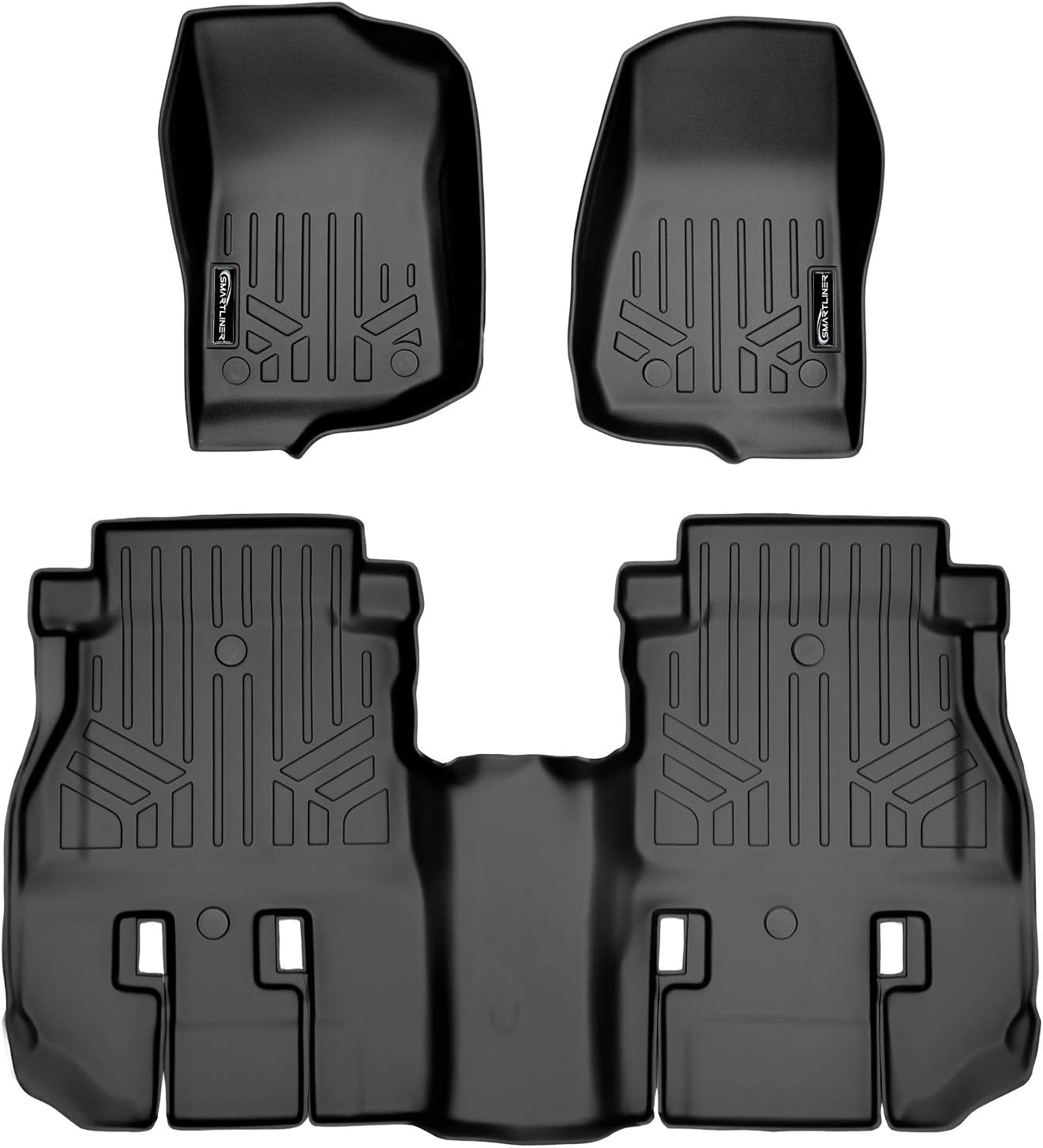 SMARTLINER All Weather Custom Fit 2 Row Floor Mat Liner Set Compatible with 2018-2018 Jeep Wrangler