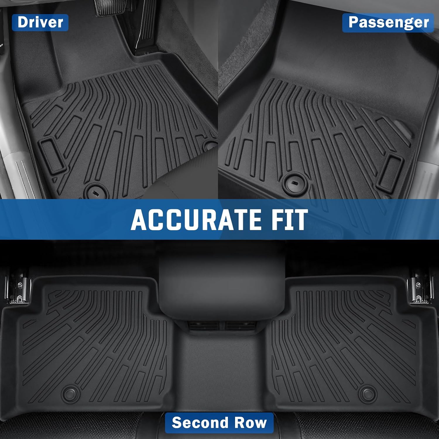 KUST Floor Mats for 2020-2025 Hyundai Palisade Accessories (7 Seater), All Weather Floor Liners & Rear Trunk Liner with Backrest Mat Car Mats TPE Rubber Raised Edge