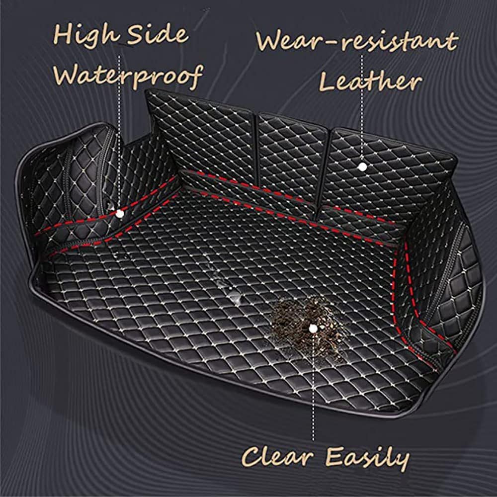 Trunk Liner Cargo Mats Custom for Peugeot 4008 2017-2020 2021 2022 2023 2024(Upper Floor), Car Trunk Mats Full Coverage Waterproof Luxury Leather Durable Car Accessories,Red