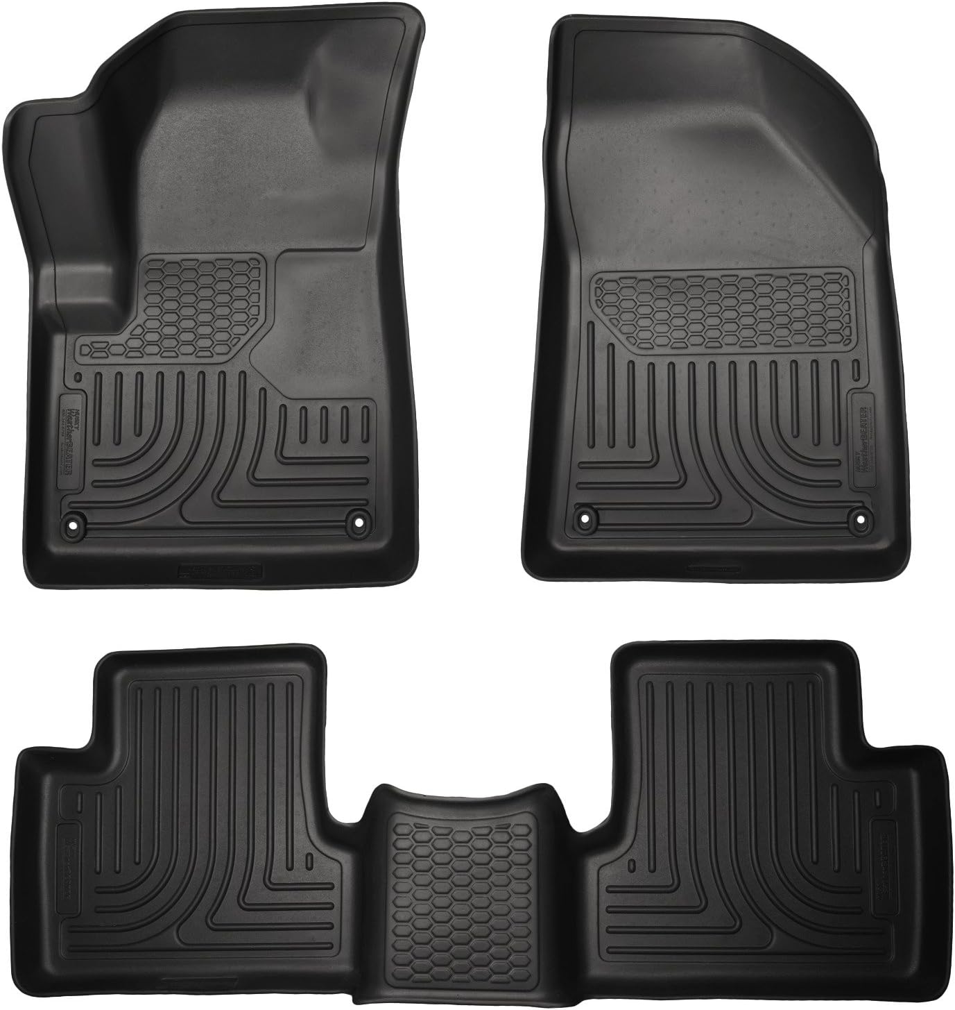 Husky Liners Weatherbeater Floor Mats | Fits 2014-2015 Jeep Cherokee | Front & 2nd Row, 3-pc Black - 99031