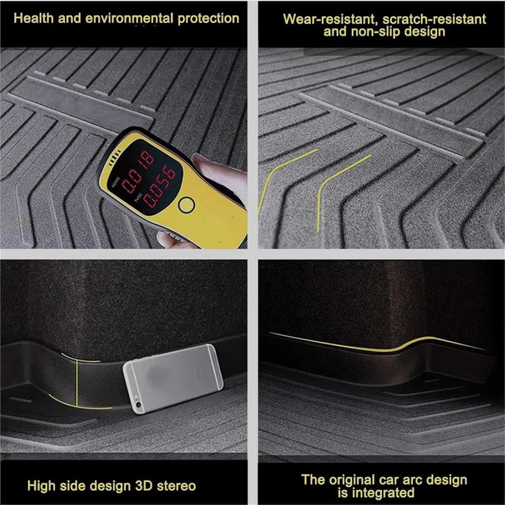 TPE Rear Cargo Liners for Tesla Model 3 2023-2025, Rear Boot Cargo Tray Pads Trunk Floor Mat Protector Waterproof with High Edge Non-Slip
