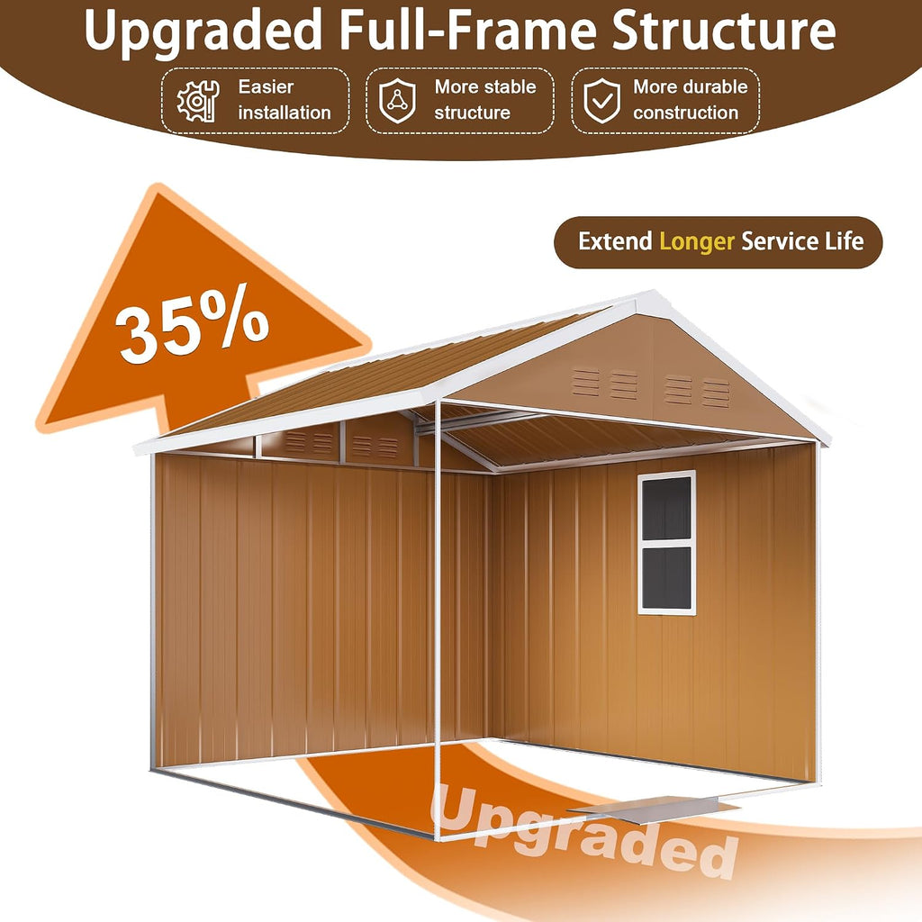 KEIKI 6X4 FT Heavy-Duty Outdoor Storage Shed, Metal Storage Shed with Windows, Lockable Door & Ventilation, Weatherproof Outdoor Garden Shed for Garden, Backyard, Patio, Lawn