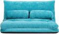 Giantex Adjustable Floor Sofa Couch, Multi-Functional 6-Position Foldable Lazy Sofa Sleeper Bed, Blue, Corduroy, Iron Frame, 70.5' x 42.5' x 7'
